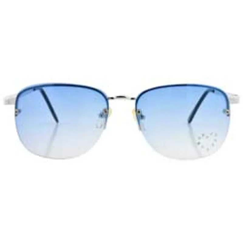 BIBBIDI Blue/Heart Rimless Sunglasses sold by Giant Vintage