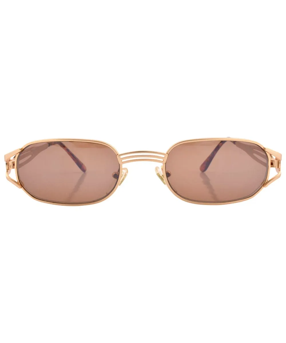 AUDIO Gold/Brown Oval Sunglasses sold by Giant Vintage product image thumbnail 3