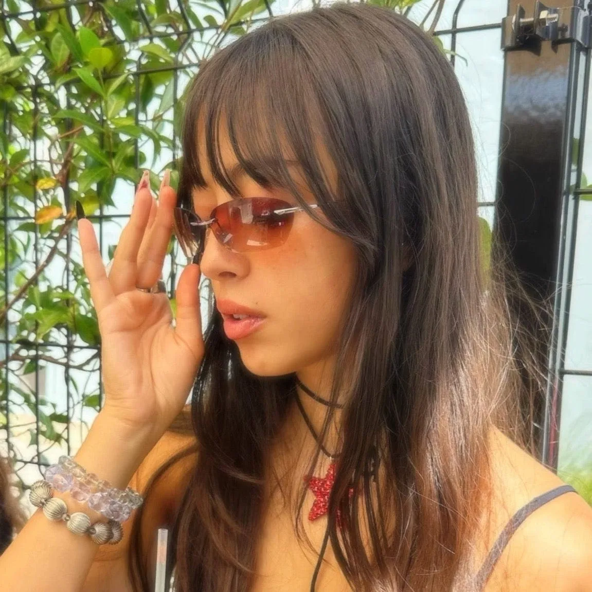 SAPPHIRE Rimless Y2K Sunglasses sold by Giant Vintage