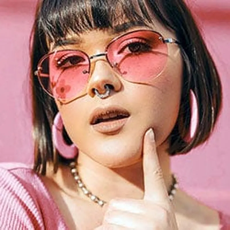GEMINI Pink Rimless Sunglasses sold by Giant Vintage