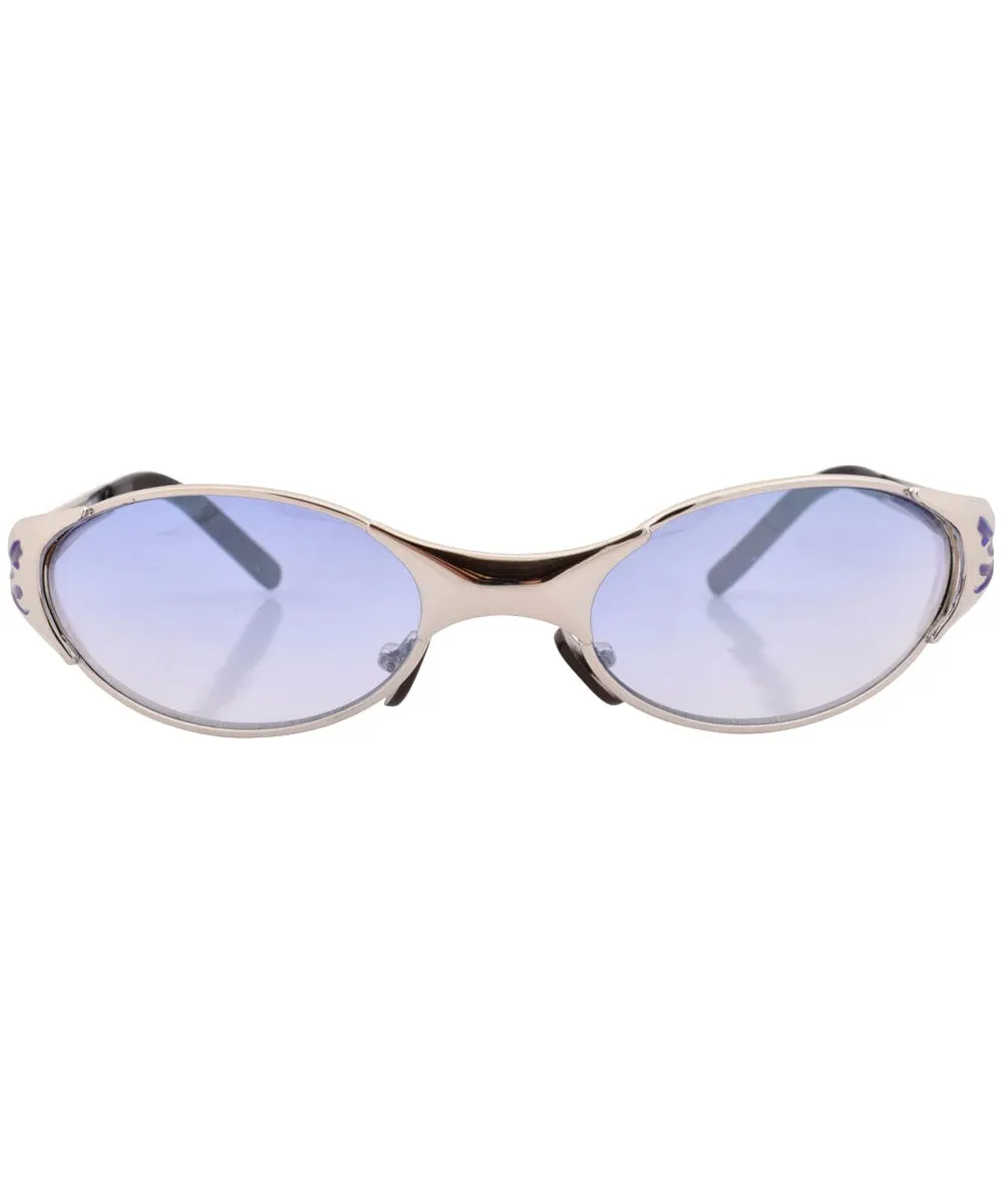 MYTHIC Silver/Blue Oval Sunglasses sold by Giant Vintage product image thumbnail 2