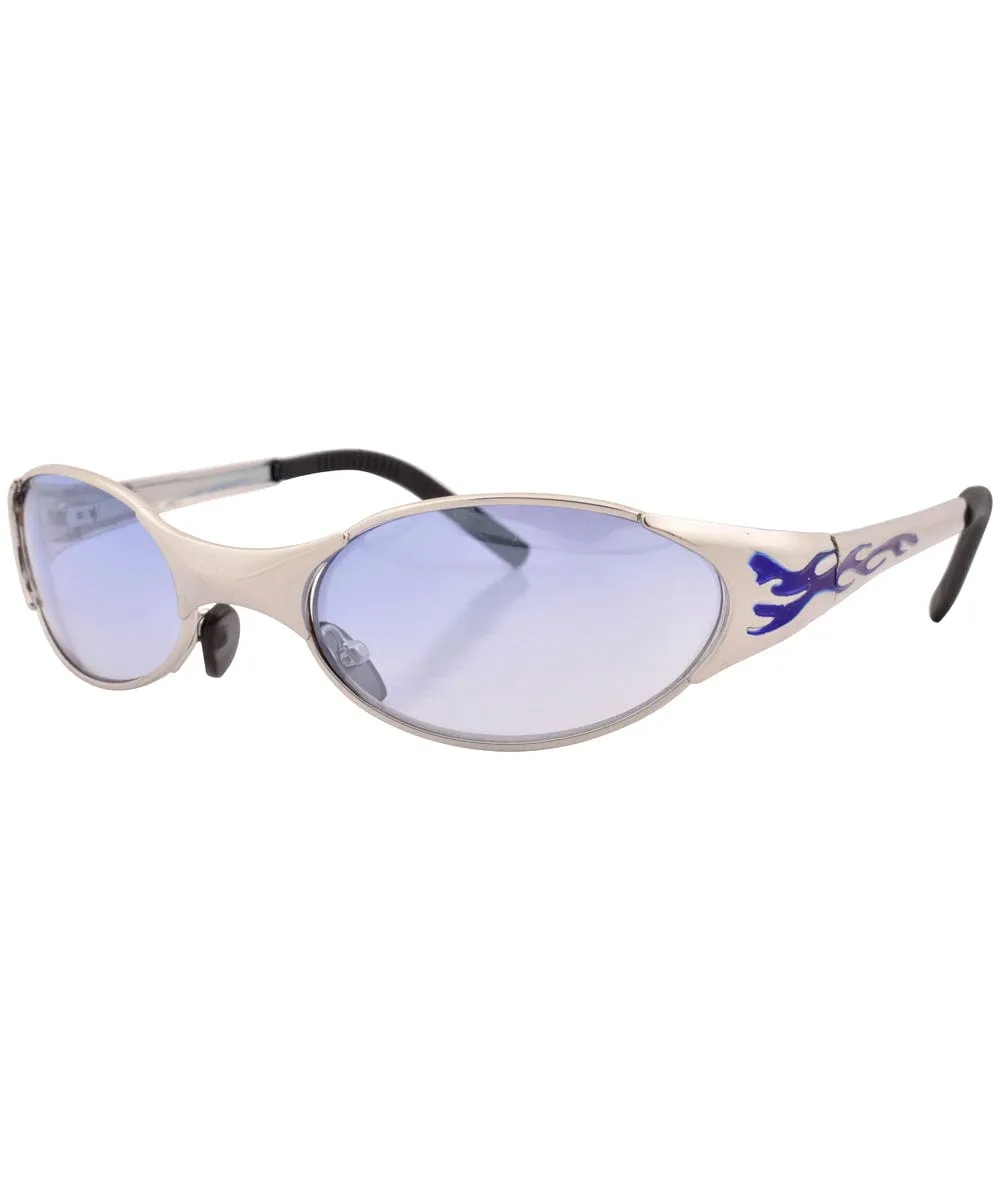 MYTHIC Silver/Blue Oval Sunglasses sold by Giant Vintage product image thumbnail 3
