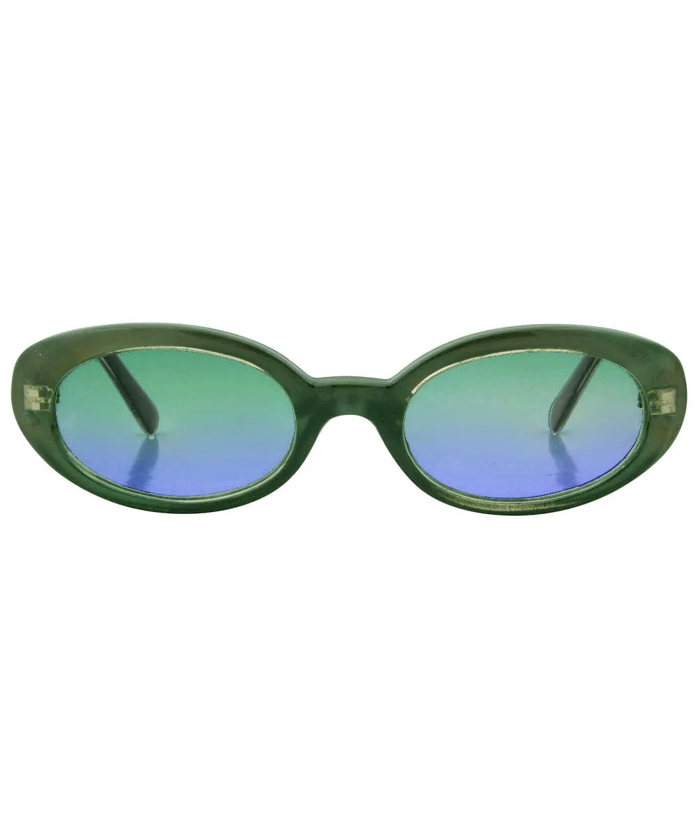 NOODLES Green/Blue Oval Sunglasses sold by Giant Vintage product image thumbnail 3