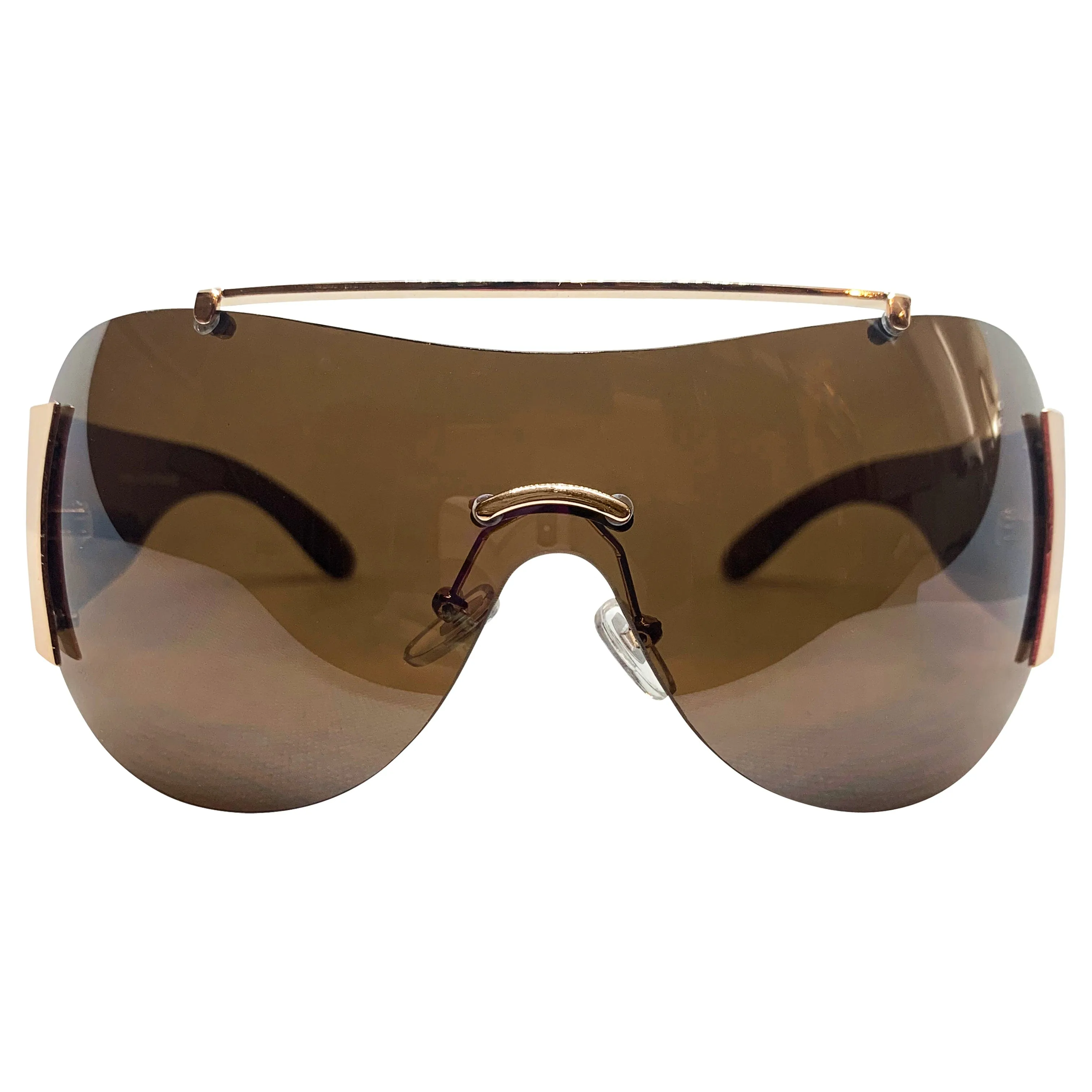 EDDY Y2K Tattoo Art Shield Sunglasses: Brown/Brown Flame Skull sold by Giant Vintage product image thumbnail 2