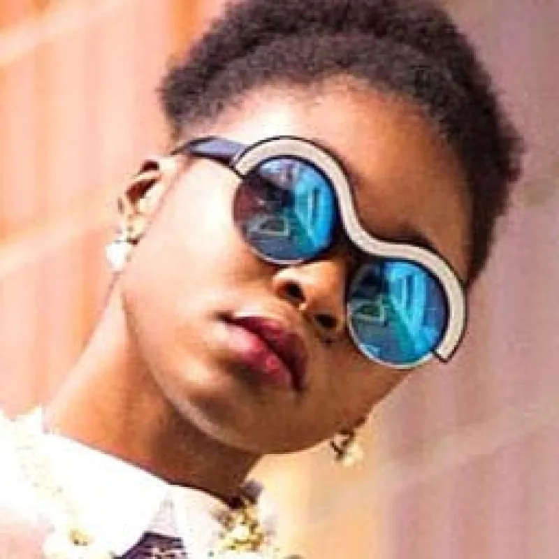 UTOPIA Black/Aqua Round Sunglasses sold by Giant Vintage