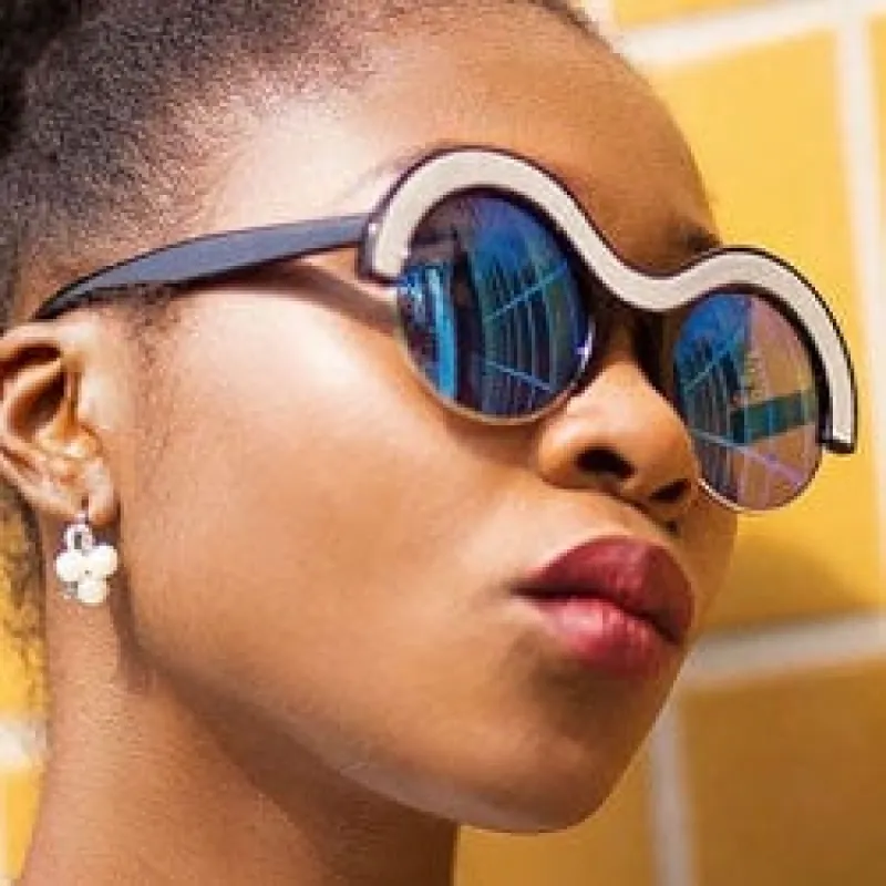 UTOPIA Black/Blue Round Sunglasses sold by Giant Vintage