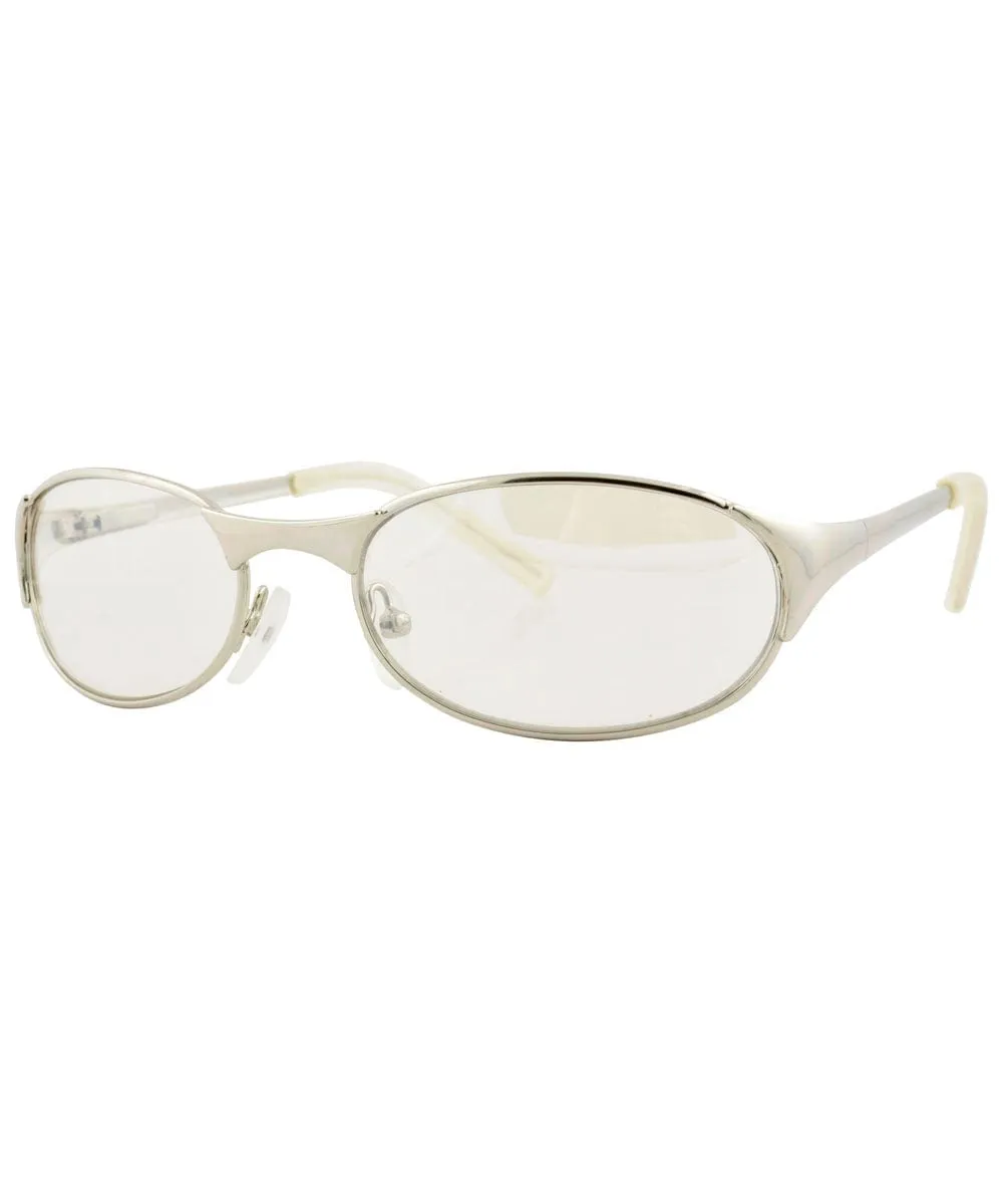 LULING White Gold Oval Sunglasses sold by Giant Vintage product image thumbnail 2