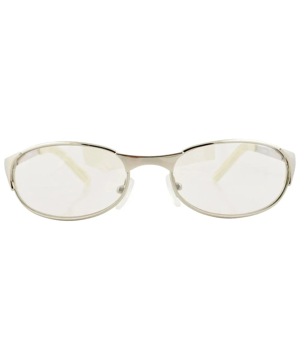 LULING White Gold Oval Sunglasses sold by Giant Vintage product image thumbnail 3