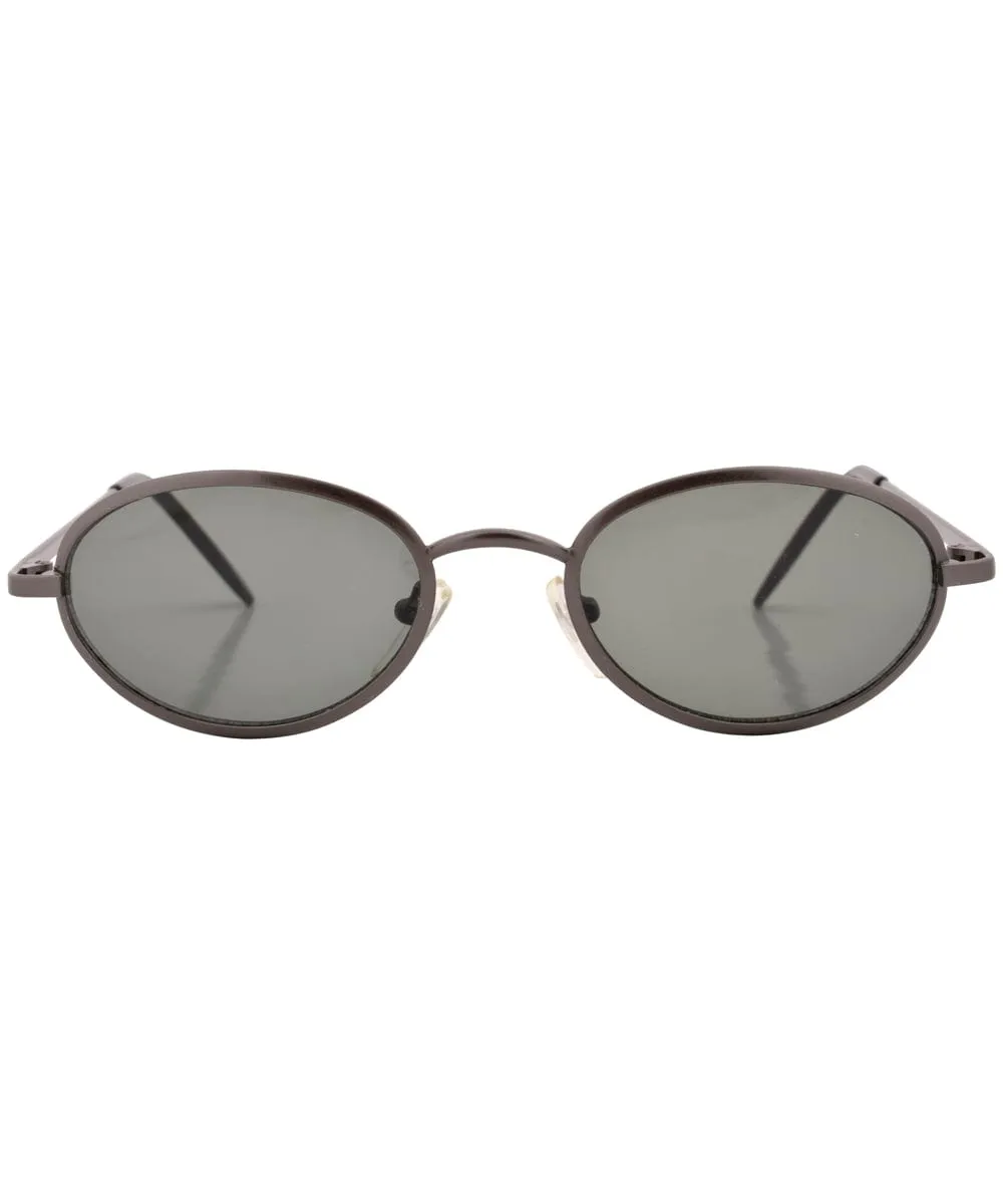 BADDITUDE Gunmetal Oval Sunglasses sold by Giant Vintage