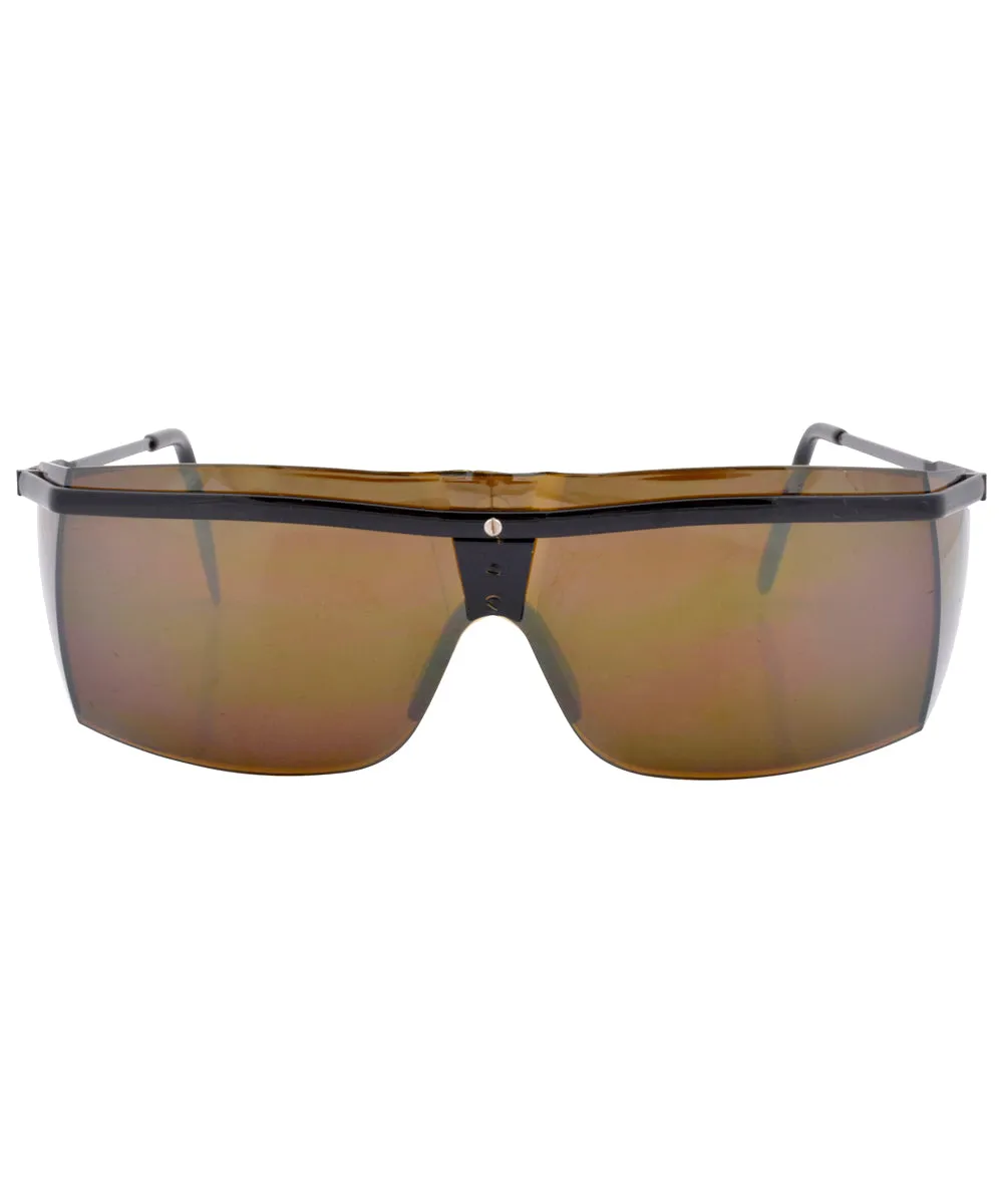 BEGINNING Black/Brown Shield Sunglasses sold by Giant Vintage product image thumbnail 3
