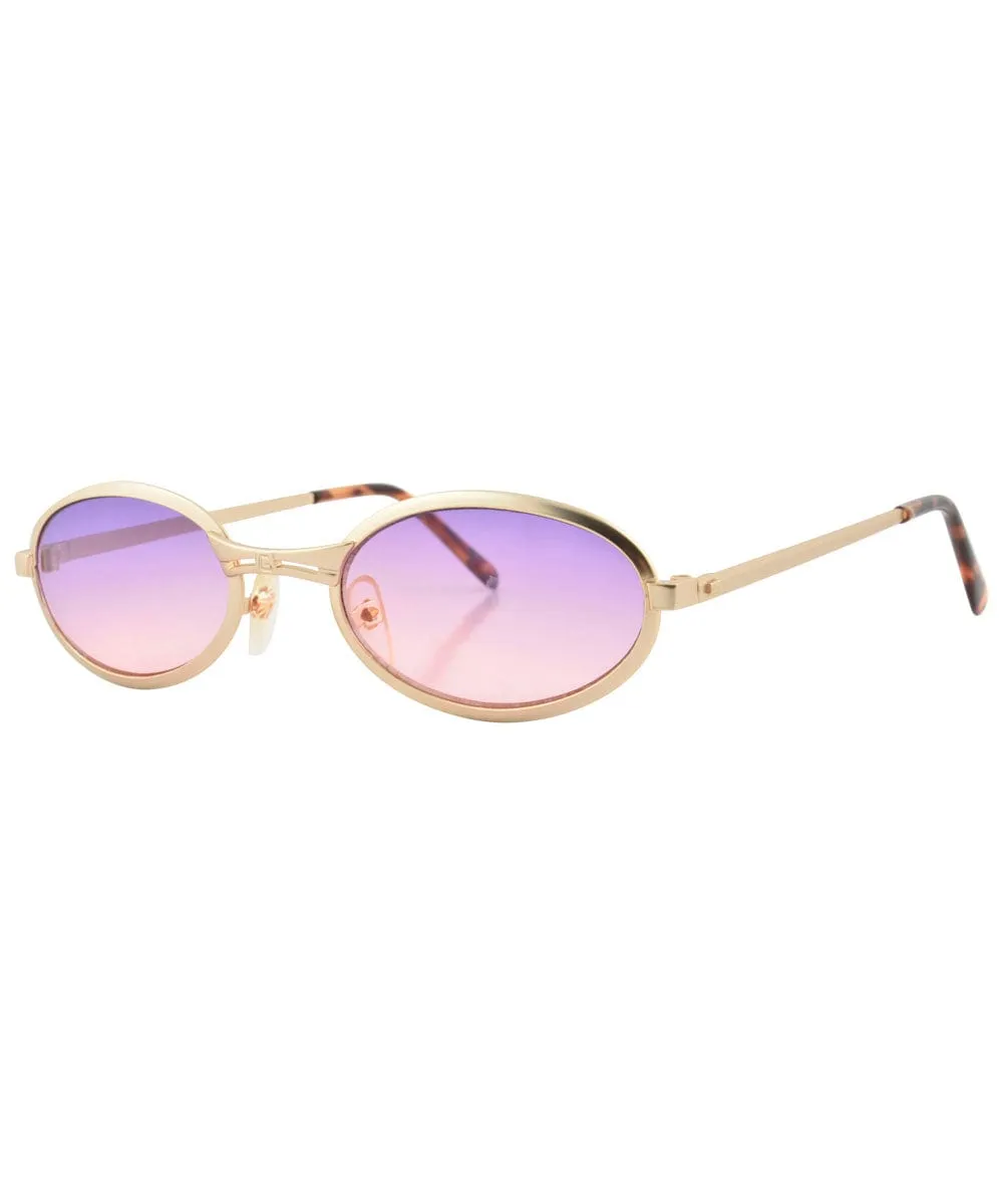 SMOOTCHIE Gold/Sunset Oval Sunglasses sold by Giant Vintage product image thumbnail 2
