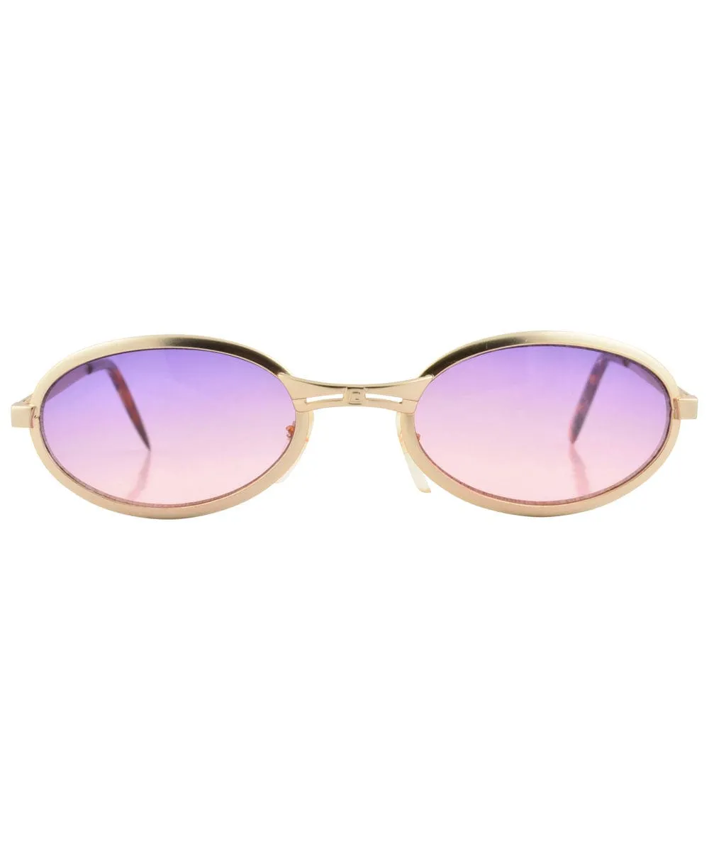 SMOOTCHIE Gold/Sunset Oval Sunglasses sold by Giant Vintage product image thumbnail 3