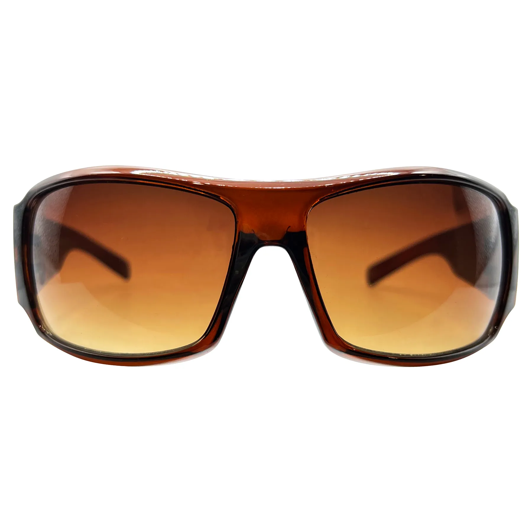 TATTED BEDAZZLED Sporty Y2K Tattoo Art Sunglasses: Jelly Brown/Amber Torch Skull sold by Giant Vintage product image thumbnail 2