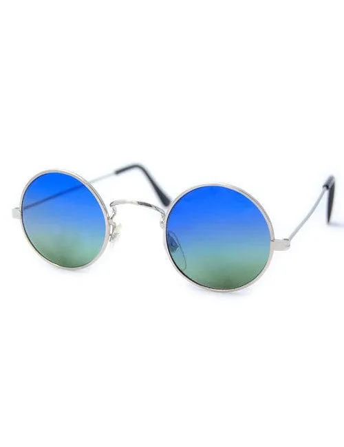 BRIGHT Silver Round Sunglasses sold by Giant Vintage product image thumbnail 2