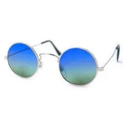 BRIGHT Silver Round Sunglasses sold by Giant Vintage