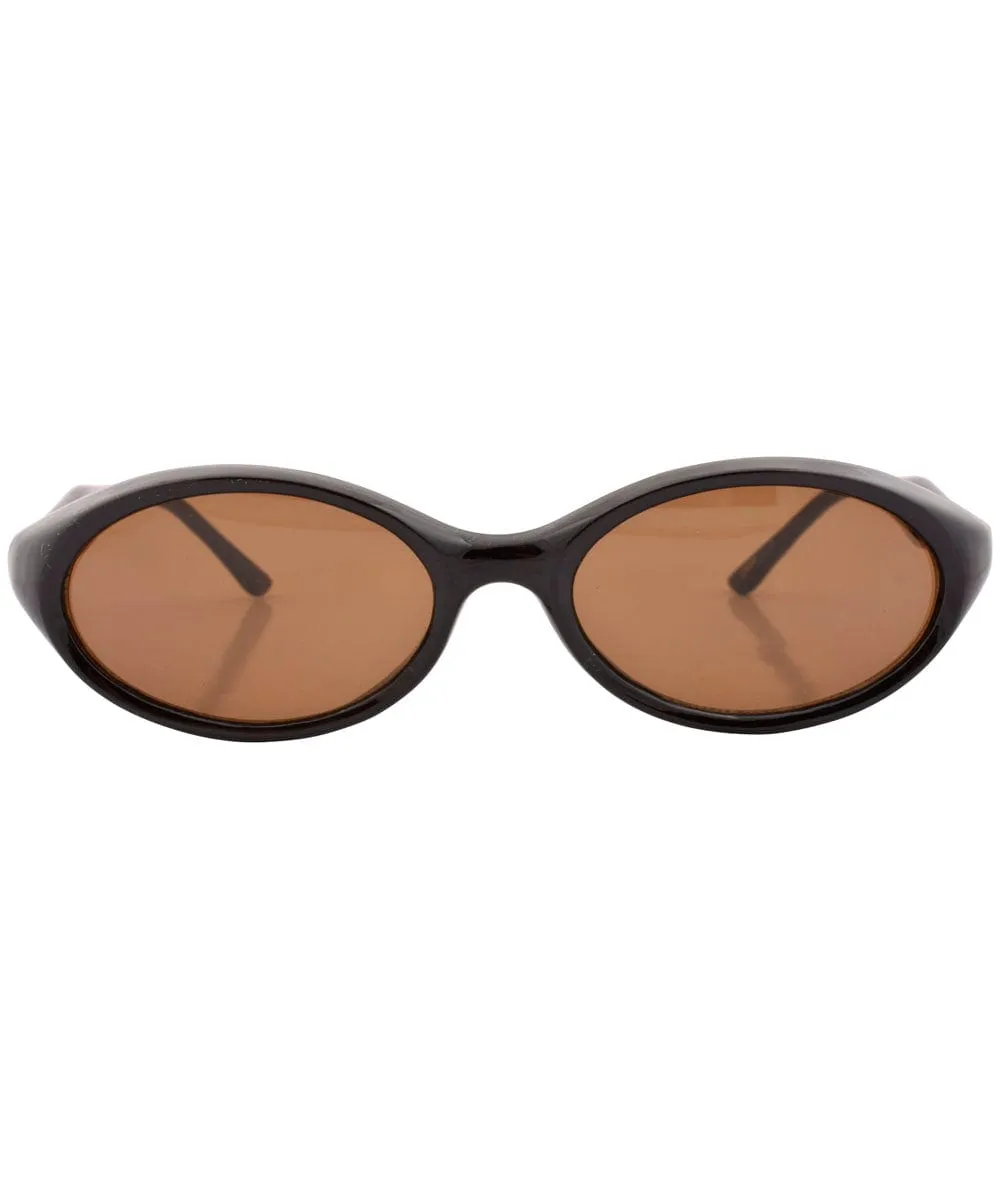 CASTLE Black/Brown Oval Sunglasses sold by Giant Vintage product image thumbnail 3