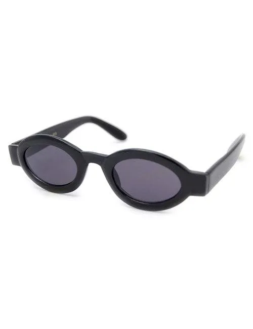 OLVERA Black Oval Sunglasses sold by Giant Vintage product image thumbnail 2