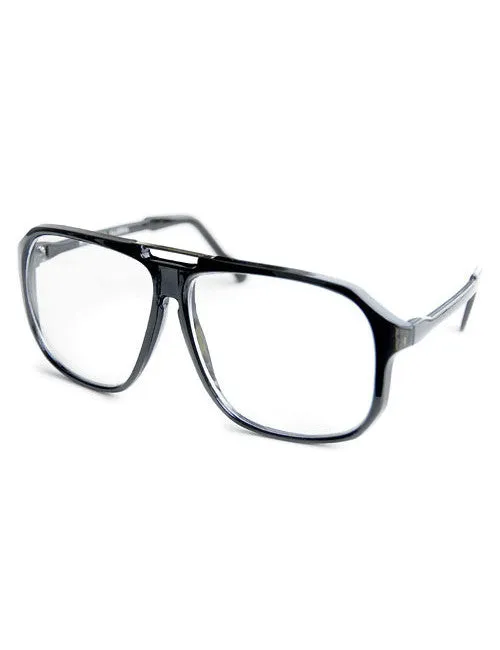 WALT Black Clear Square Aviator Glasses sold by Giant Vintage product image thumbnail 3