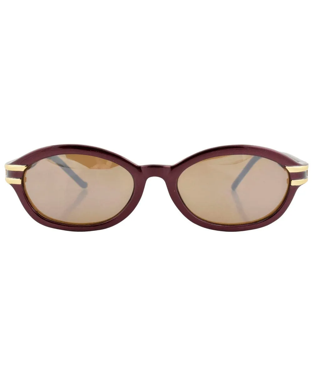 MELLIE Maroon Oval Sunglasses sold by Giant Vintage product image thumbnail 3