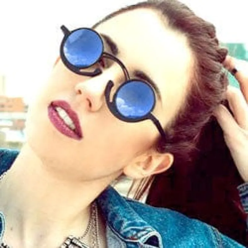 ORSON Black/Blue Round Sunglasses sold by Giant Vintage