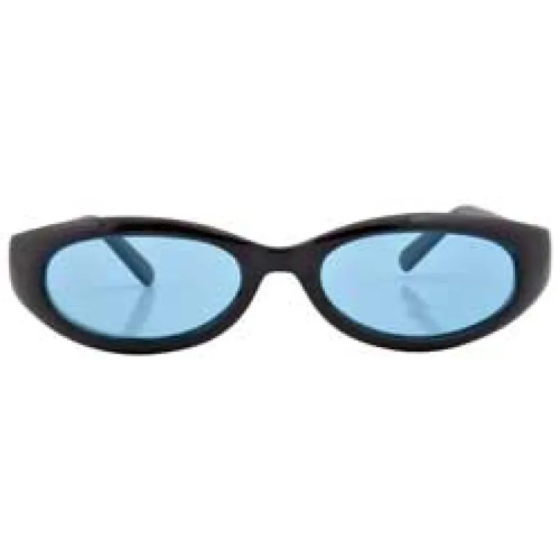 HUGGLE Black/Aqua Oval Sunglasses sold by Giant Vintage