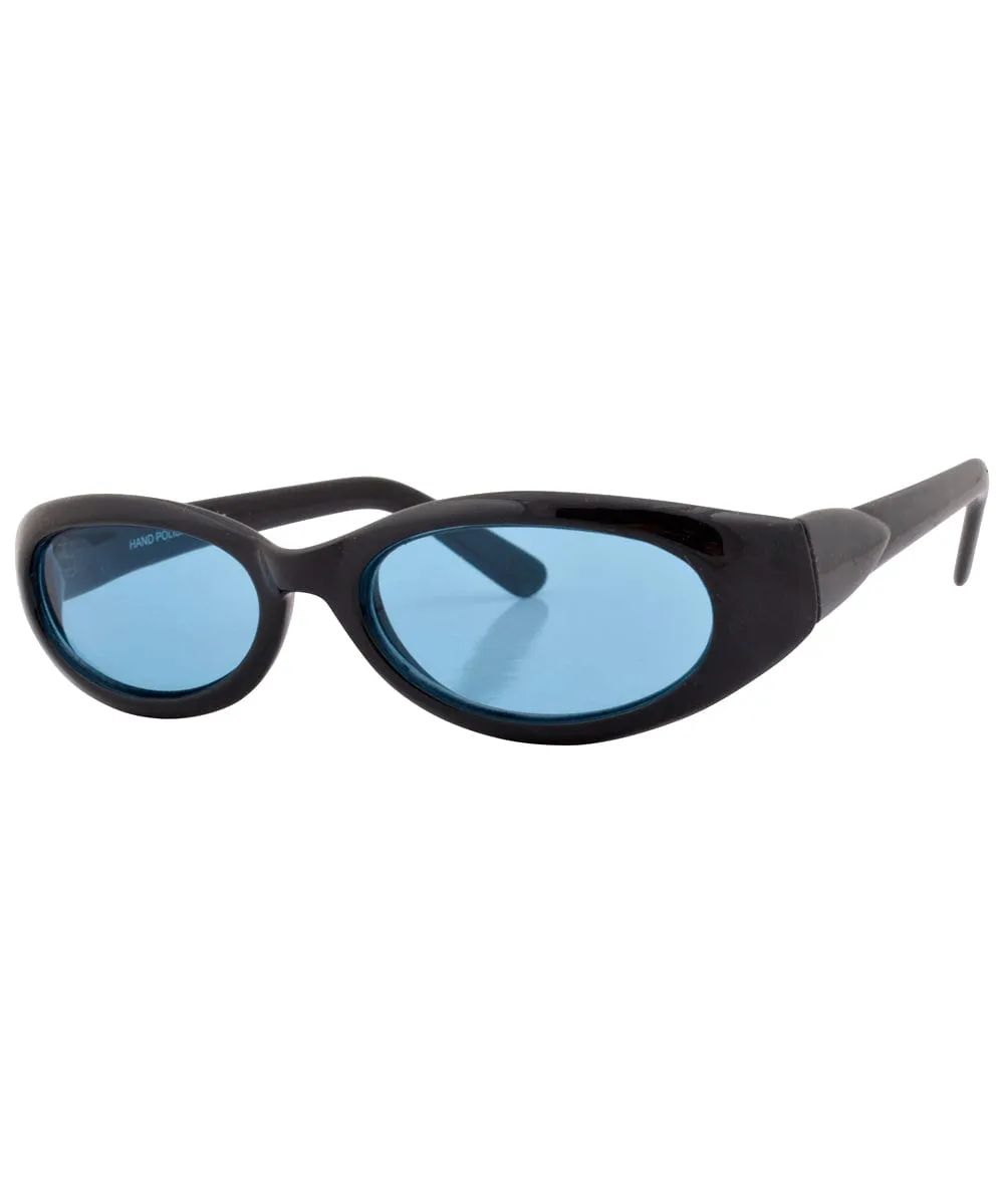 HUGGLE Black/Aqua Oval Sunglasses sold by Giant Vintage product image thumbnail 2