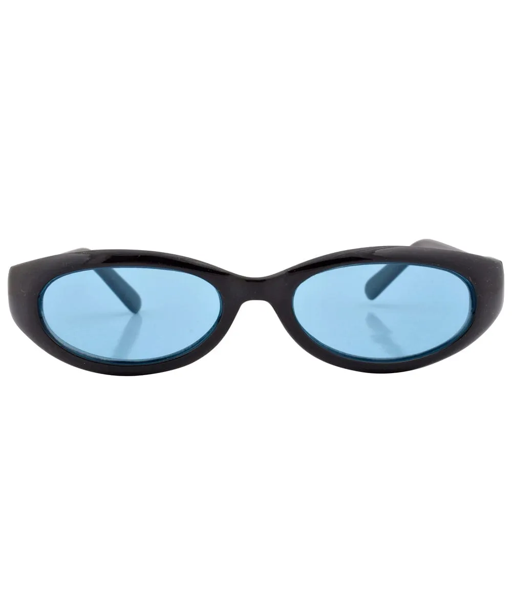 HUGGLE Black/Aqua Oval Sunglasses sold by Giant Vintage product image thumbnail 3