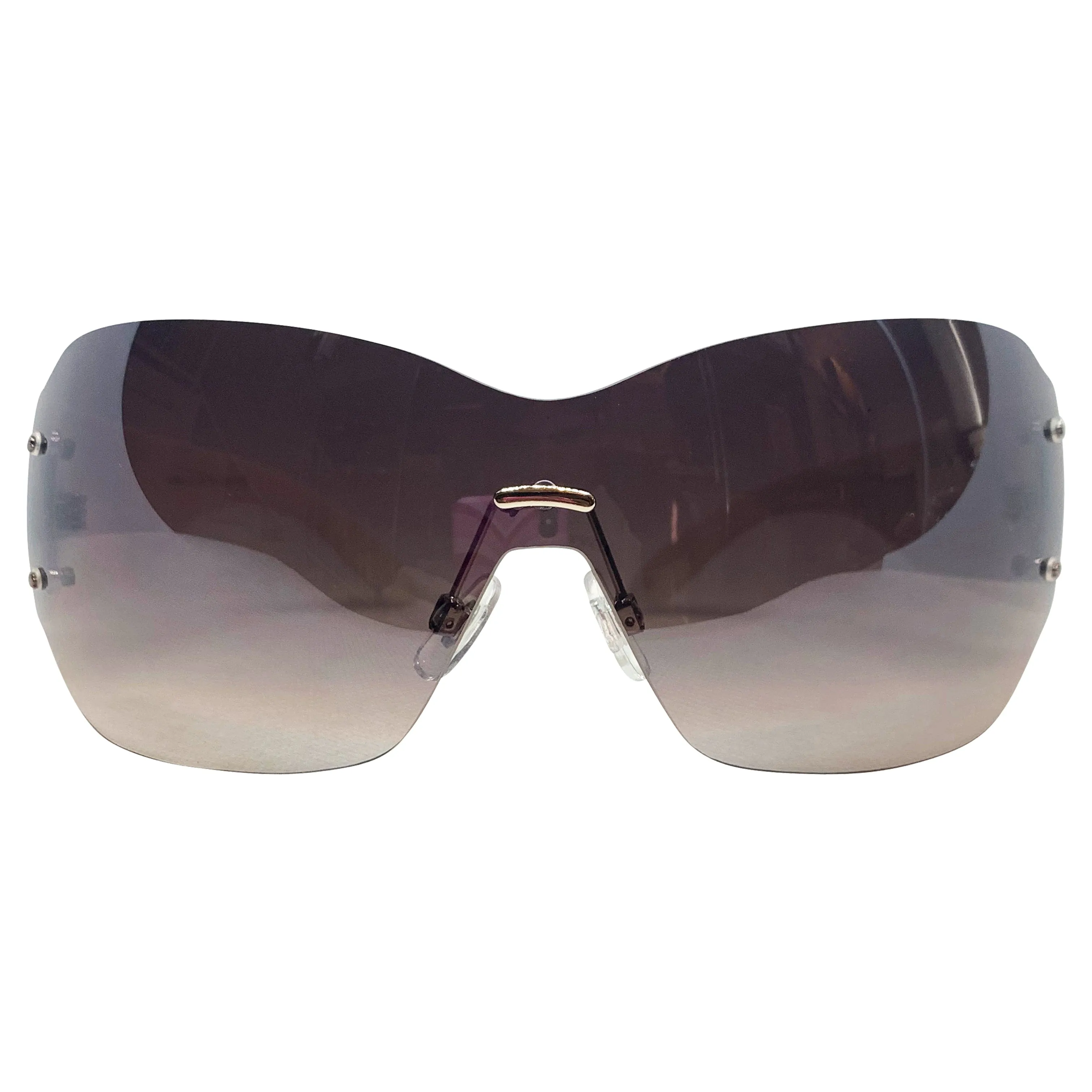 DAWN Tattoo Art Y2K Shield Sunglasses: White/Smoke Torch Skull sold by Giant Vintage product image thumbnail 2