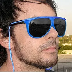 FLUOROPA Blue 90s Beach Sunglasses sold by Giant Vintage