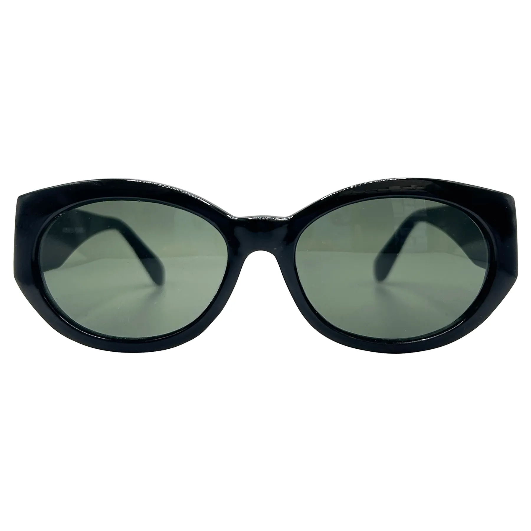 PUFF Black Round Mod Cat-Eye Sunglasses sold by Giant Vintage