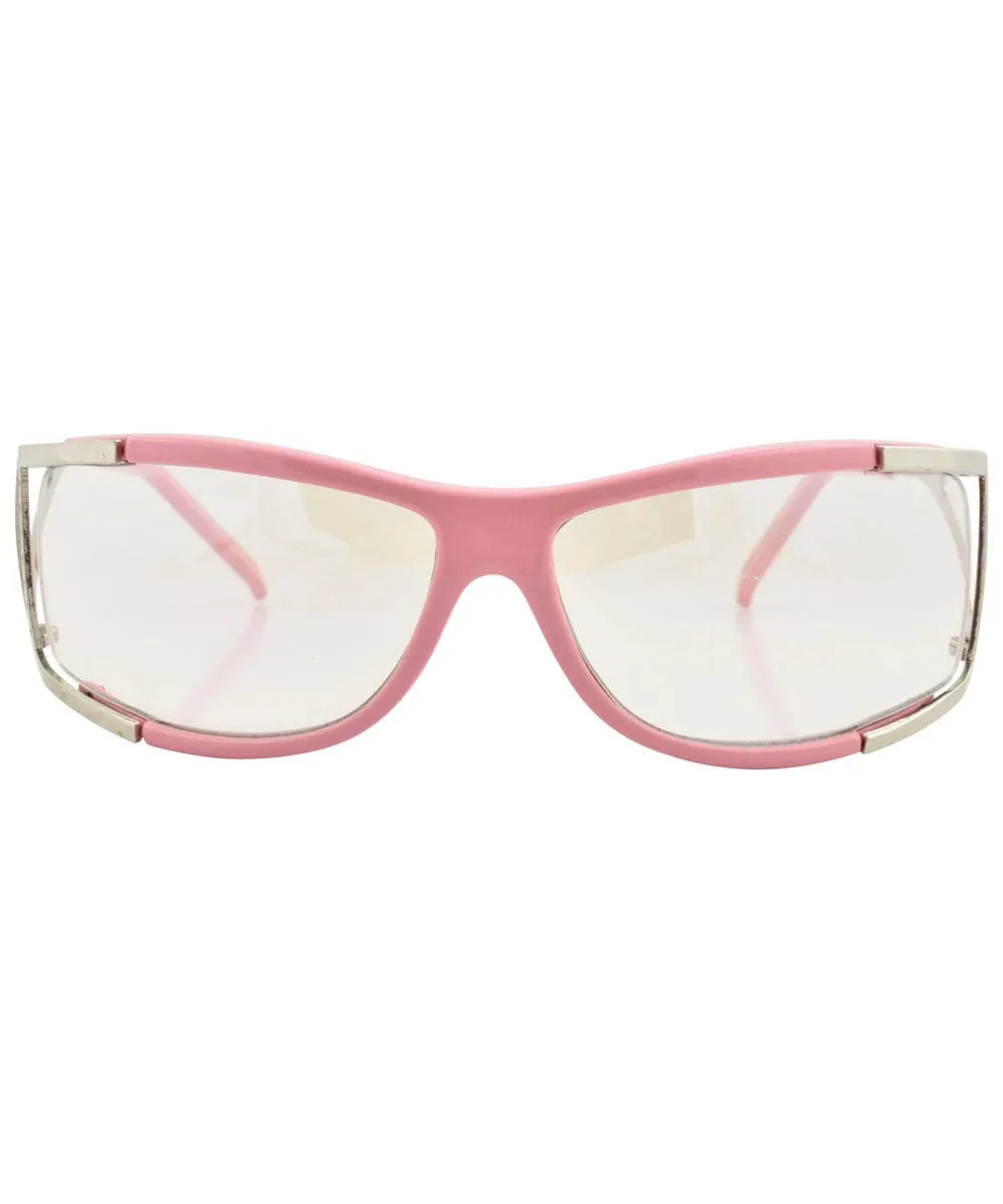 GOODY Pink/Clear Y2K Wrap Sunglasses sold by Giant Vintage product image thumbnail 2