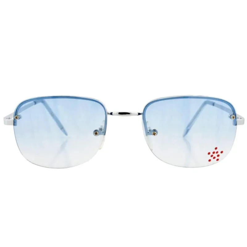BIRTHDAY Blue Star Rimless Sunglasses sold by Giant Vintage