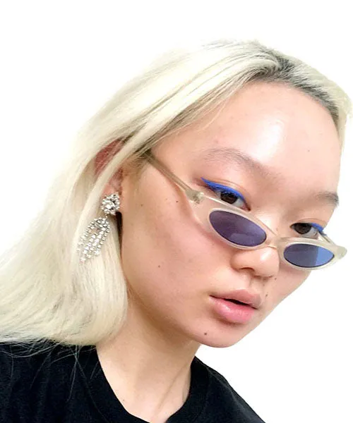 CAROLINA Frost/Blue Slim Cat-Eye Sunglasses sold by Giant Vintage product image thumbnail 2