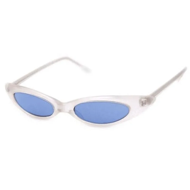 CAROLINA Frost/Blue Slim Cat-Eye Sunglasses sold by Giant Vintage
