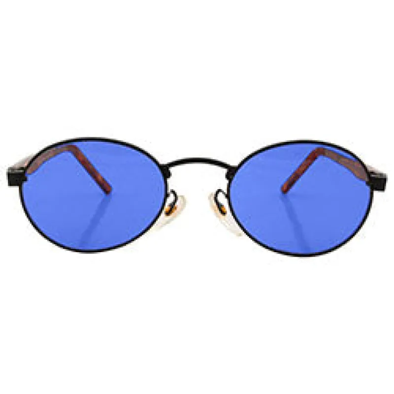 MALLY Blue/Black Oval Sunglasses sold by Giant Vintage