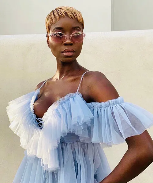 FLEUR Pink Rimless Sunglasses sold by Giant Vintage product image thumbnail 4