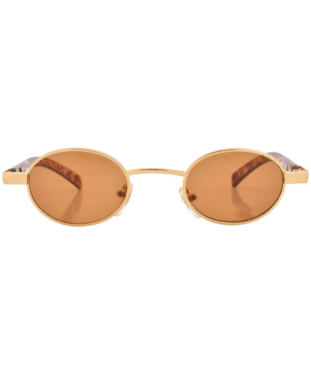 BUNCHES Gold Slim Oval Sunglasses sold by Giant Vintage product image thumbnail 2