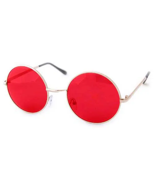 WONDERLAND Red/Gold Round Sunglasses sold by Giant Vintage