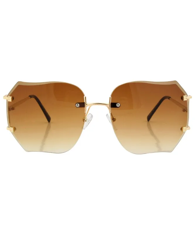 CHIRP Brown Rimless Sunglasses sold by Giant Vintage