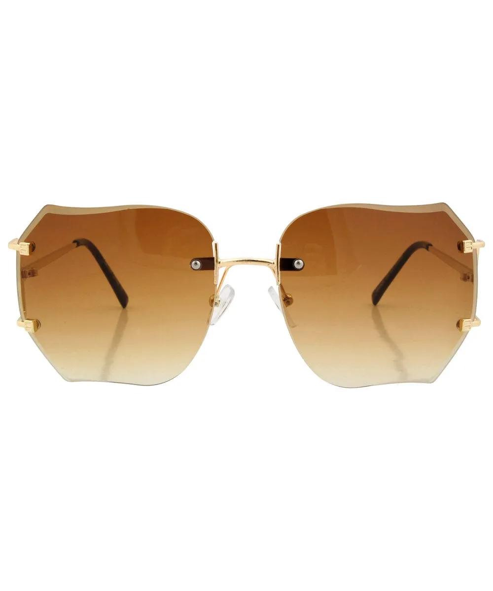 CHIRP Brown Rimless Sunglasses sold by Giant Vintage