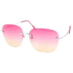 CELESTIAL Pink/Yellow Rimless Sunglasses sold by Giant Vintage