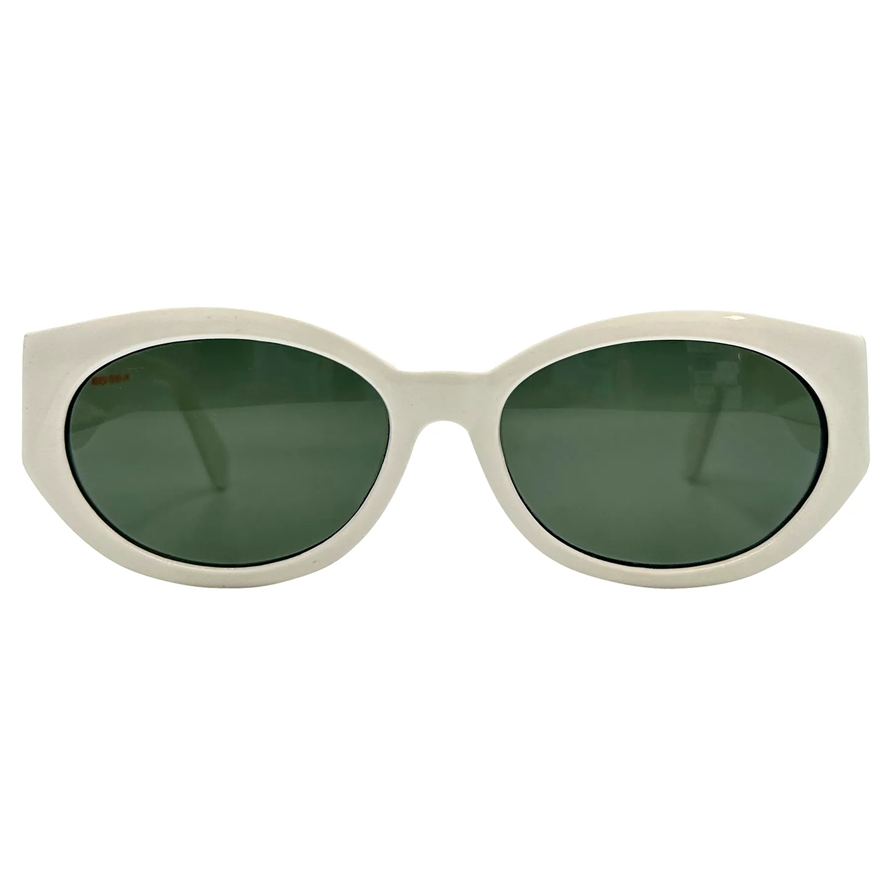 PUFF White Round Mod Cat-Eye Sunglasses sold by Giant Vintage