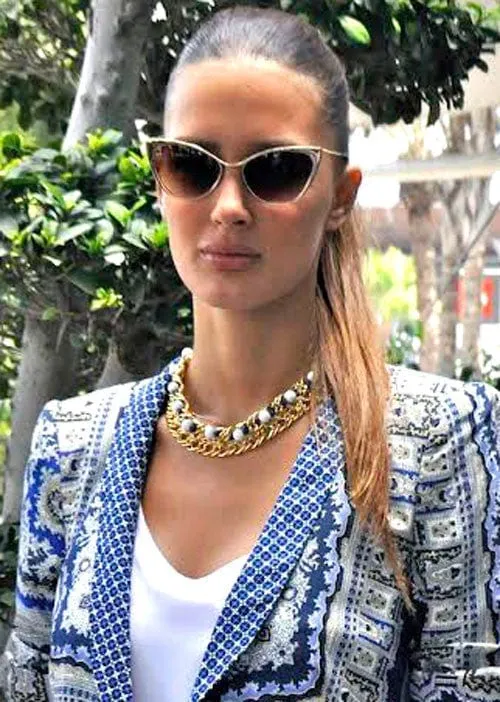 CHAN Gold Cat-Eye Sunglasses sold by Giant Vintage product image thumbnail 3