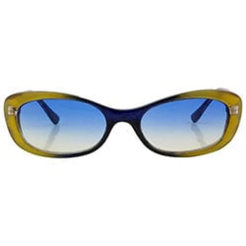 WIZARDS Yellow/Blue Cat-Eye Sunglasses sold by Giant Vintage