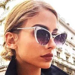 CHAN Silver Cat-Eye Sunglasses sold by Giant Vintage