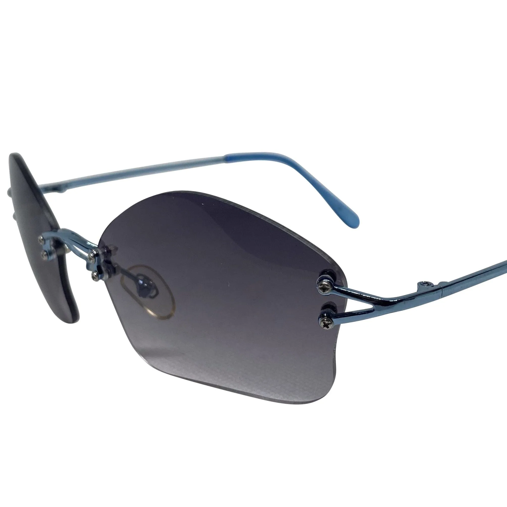 COSMIC Smoke/Blue Rimless Sunglasses sold by Giant Vintage product image thumbnail 2
