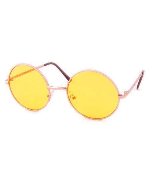 WONDERLAND Yellow/Gold Round Sunglasses sold by Giant Vintage
