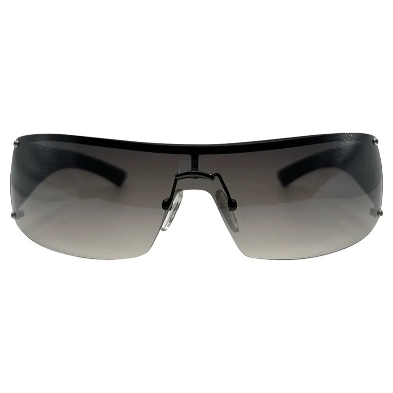 CHAINS Rimless Shield Y2K Sunglasses sold by Giant Vintage