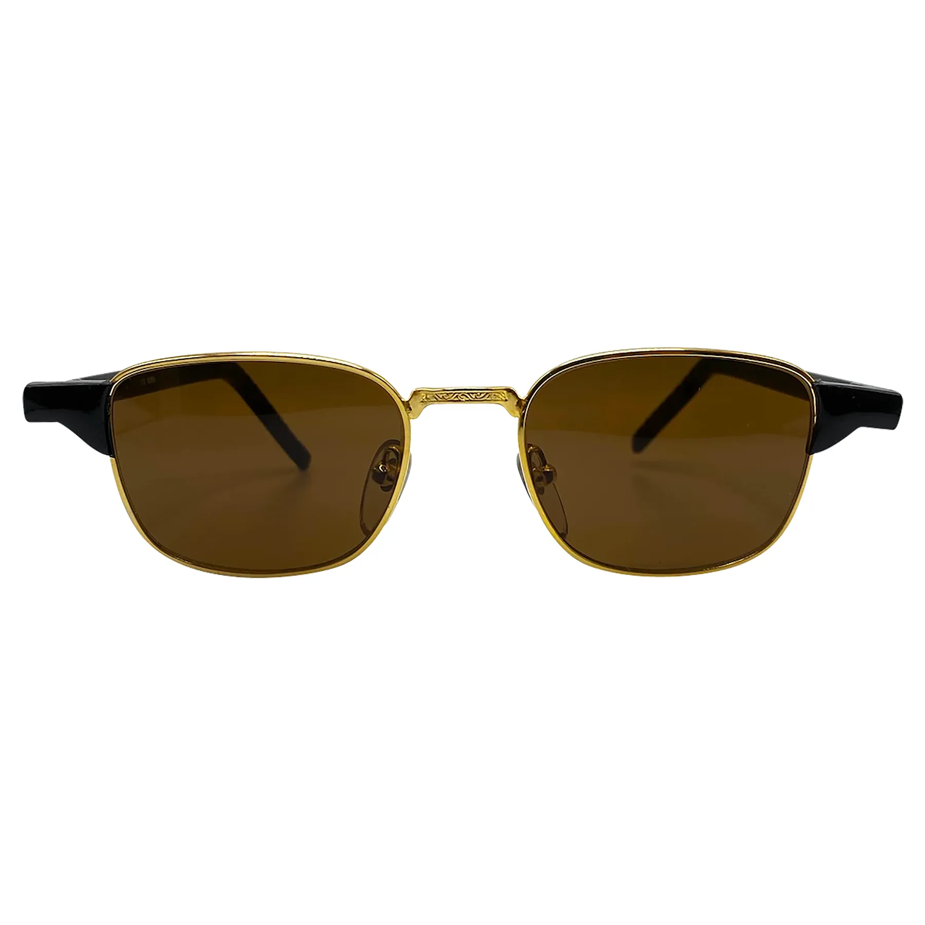 AILERON Black Gold/Brown Square Sunglasses sold by Giant Vintage