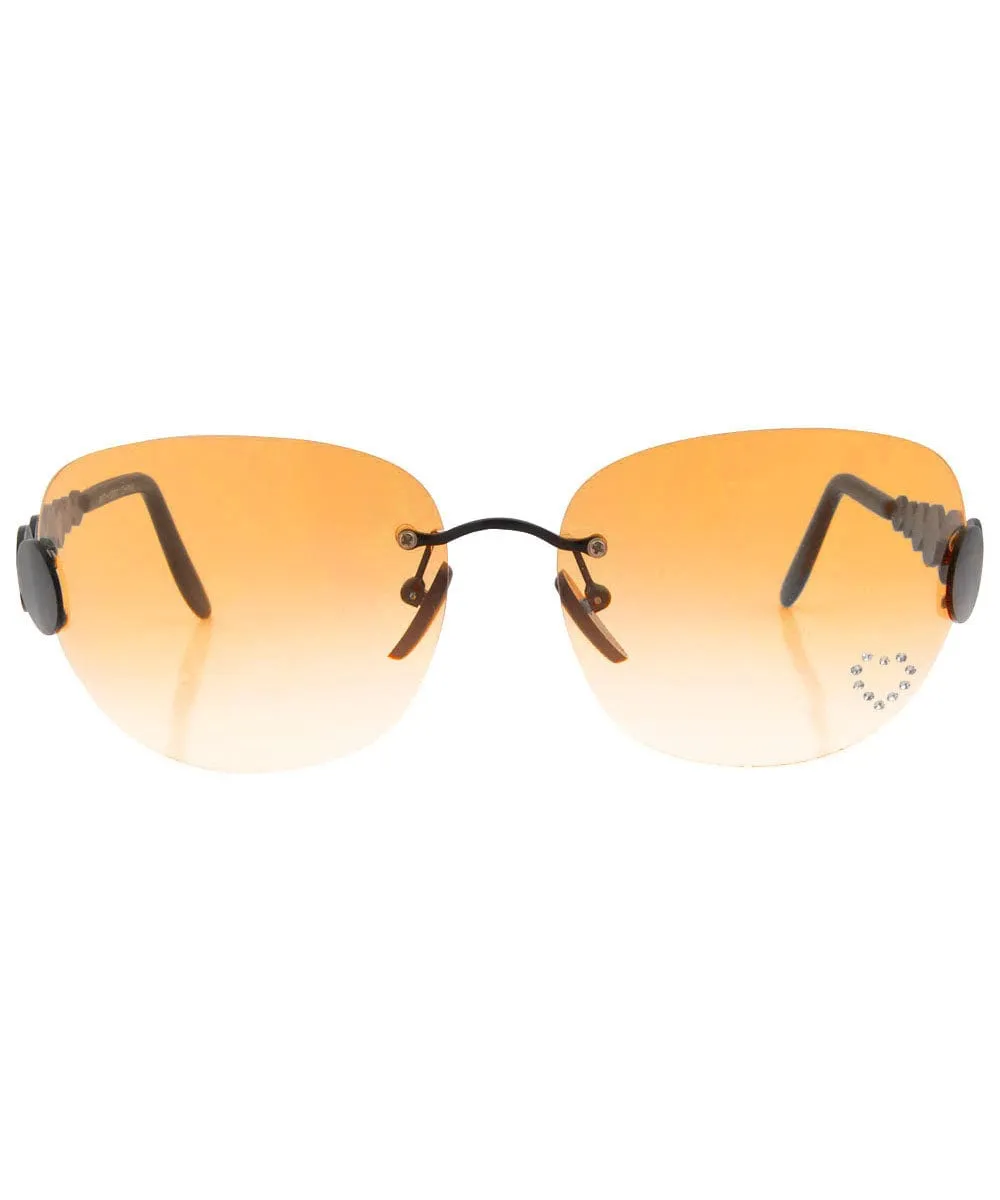 TASTY Orange/Heart Rimless Rhinestone Sunglasses sold by Giant Vintage product image thumbnail 3